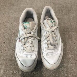 Reebok Classic White and Green Sneakers